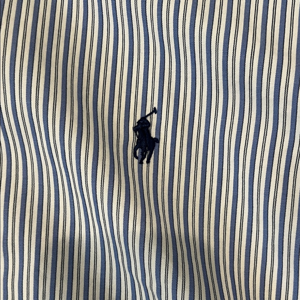 Ralph Lauren Men's Classic Navy Blue and White Striped Shirt-Mens XXL